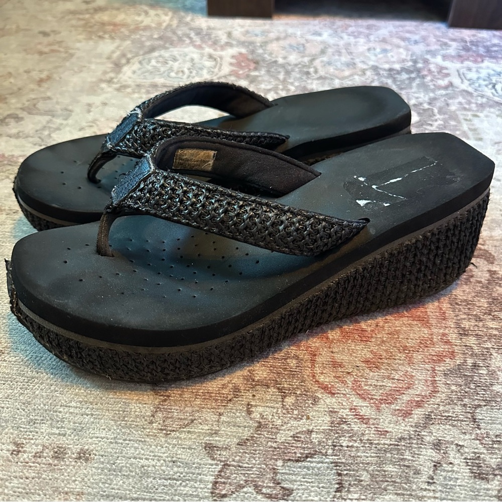 Black Volatile Wedge Sandals